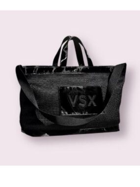 VSX Black Mesh Carry-All Tote with Shoulder Strap